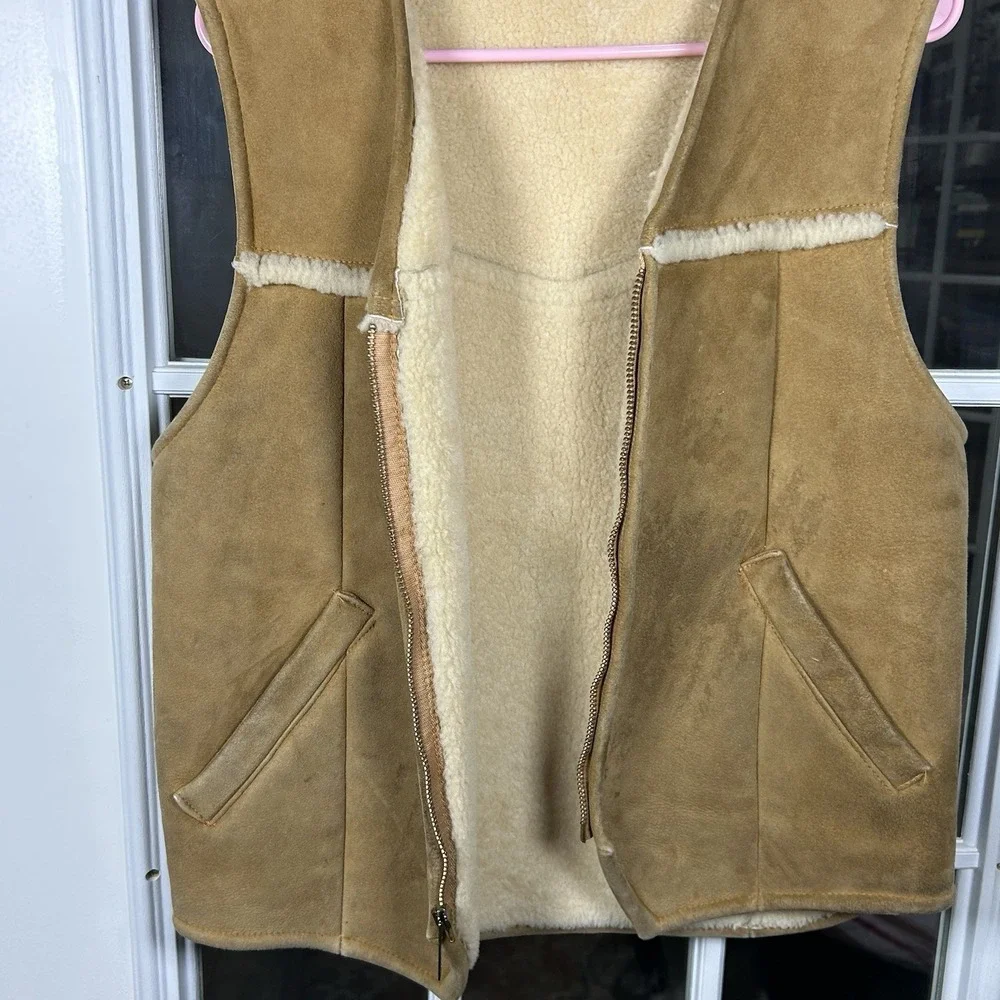 Vintage Eddie Bauer Expedition Outfitter Suede Sherpa Zip Vest Men's Medium